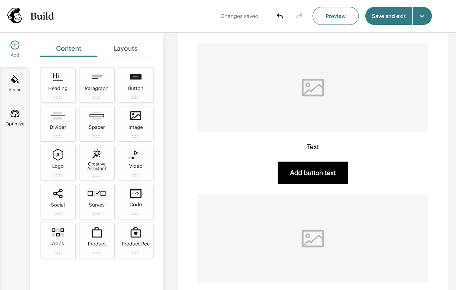 Mailchimp email builder