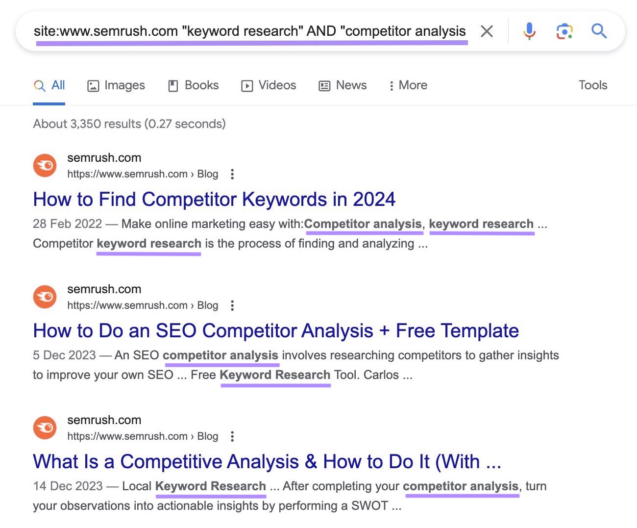 Google's SERP for "site:sr03.toolzpad.com "keyword research" AND "competitor analysis"” site search