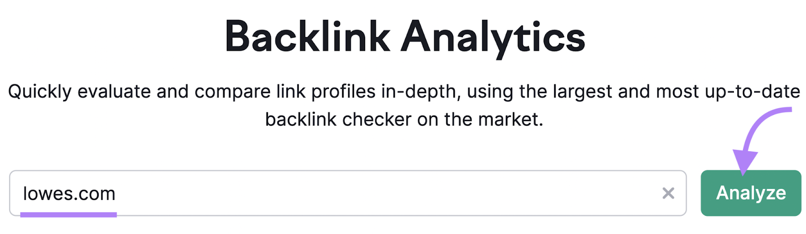 lowes.com entered into Backlinks tool